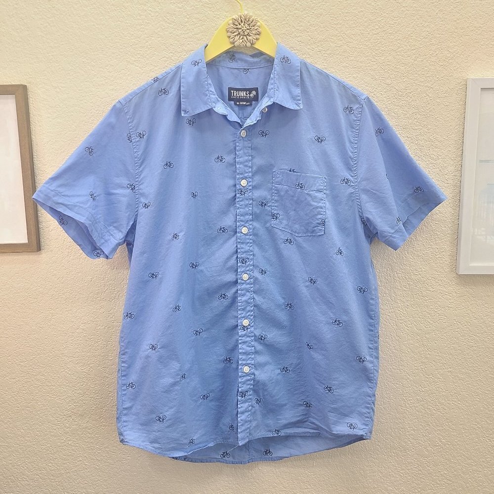 Casual Short Sleeve Cotton Embroidered Bikes Shirt